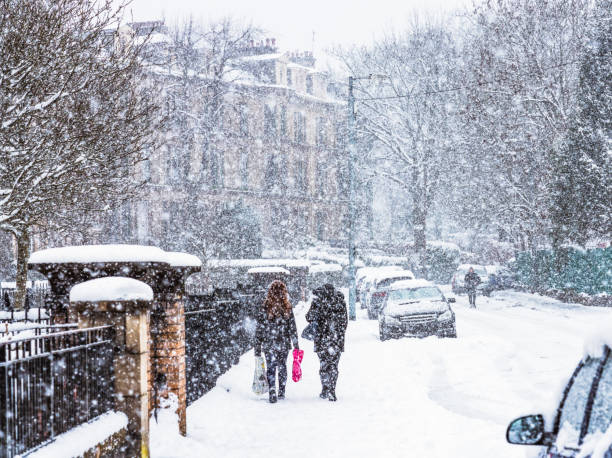 Heavy snowfall in Glasgow, Scotland