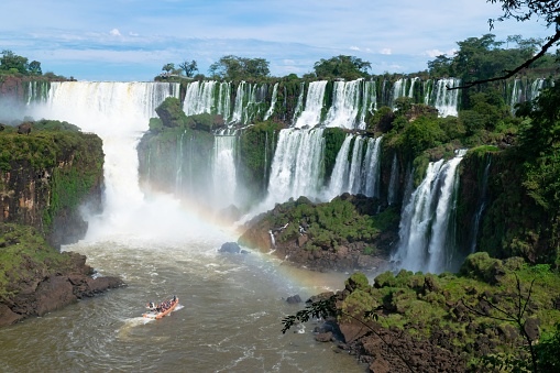 Brazil Iguacu Falls with rainbow