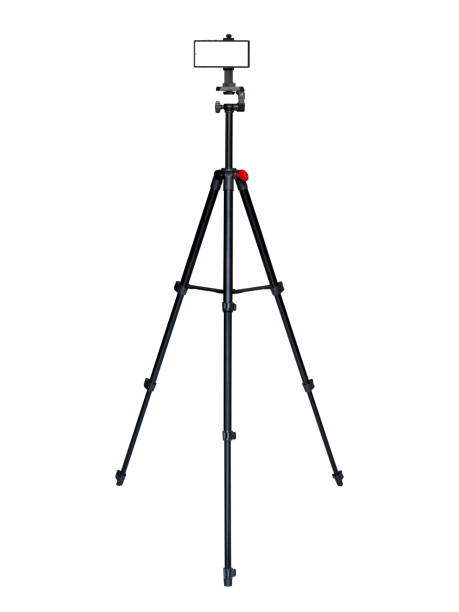 istock Smartphone with blank screen on the tripod camera isolated on white background. 1437032746