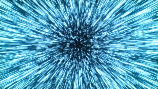 Hyperspace Jump. Flying Through the Universe Lightspeed Tunnel. Acceleration and Slowdown of Abstract Spaceship Like Star Wars Effect. Speed of Light Concept. Frames 145-197 are Loop-able.