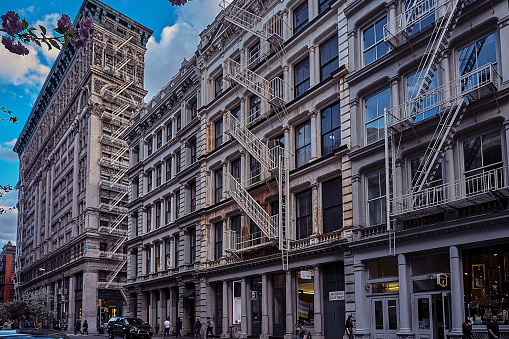 New York City, USA - April 28, 2015 : Low angle view of buildings at Soho