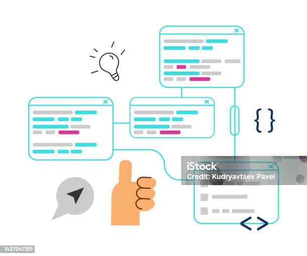 Code Algorithm Programming Language System Flat Vector Illustration ...