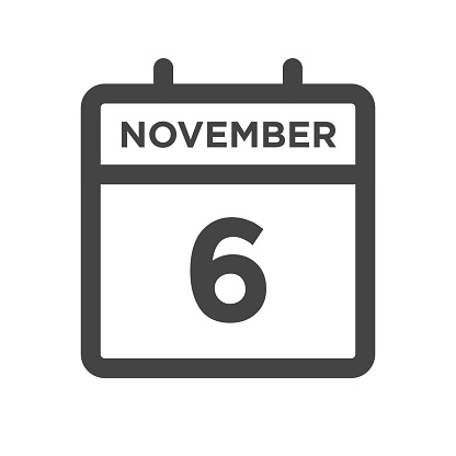 Nov 6 Calander November 6 Calendar Day Or Calender Date For Deadlines Or Appointment ...