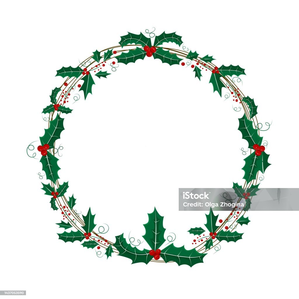 Vetores de Coroa De Natal Para Decoração Moldura Redonda De Natal Com  Folhas De Holly e mais imagens de A Data - iStock