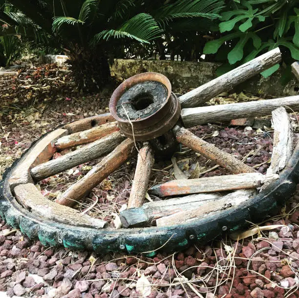 An old wagon’s wheel