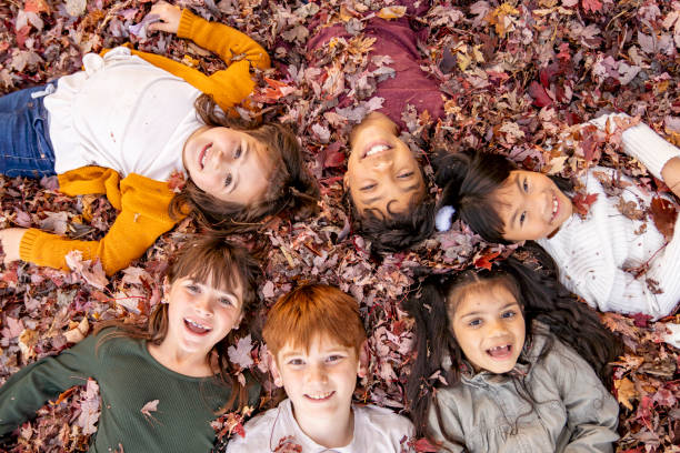 istock Children's Aerial Fall Leaves Portrait 1437057699