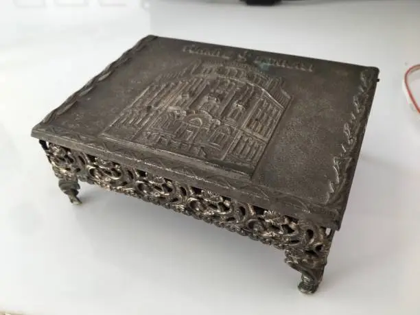 Very old card box made of cast iron