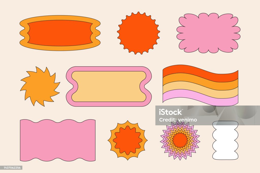 Sticker Copy Design Vector Set Of Design Elements Patches And Stickers With Copy Space For ...