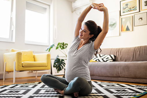 Pregnant woman exercise yoga