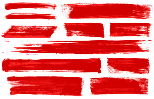 Red grunge textured paint brush stroke vectors vector art illustration