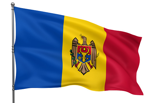 Waving Ecuadorian flag isolated over white background