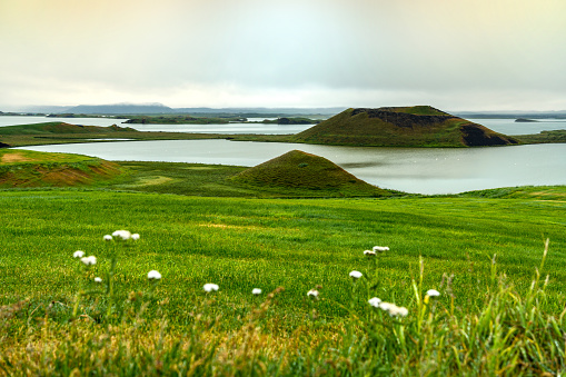 Skutustadir, on the south shore of Lake Myvatn, pseudocraters