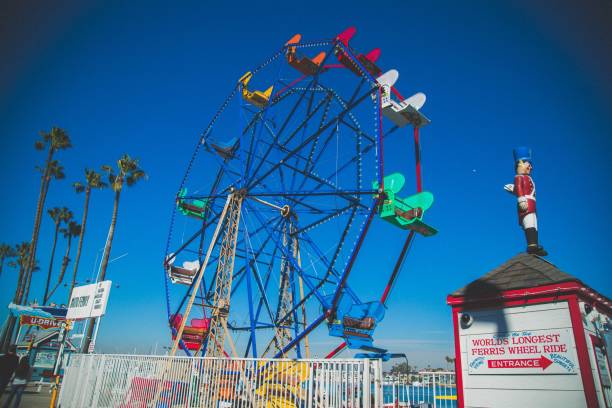 balbia island, United States – January 17, 2017: A low angle view of a Ferris wheel with colorful seats