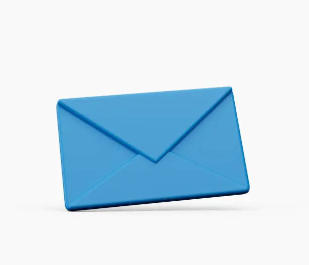 Photo of 3d blue Close mail envelope icon new message isolated on White background 3d illustration