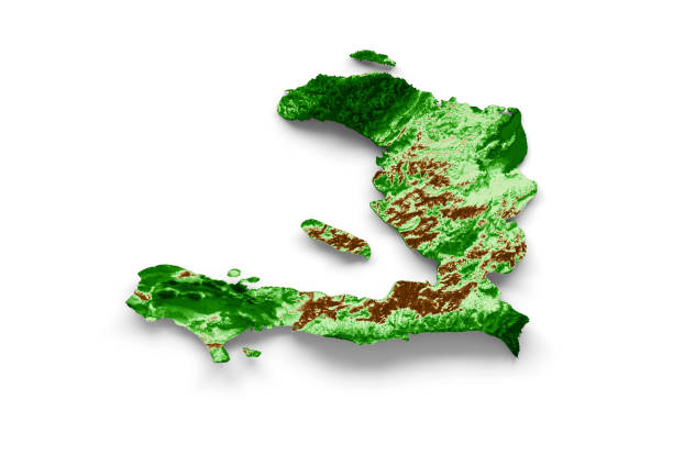 istock Haiti Topographic Map 3d realistic map Color 3d illustration 1437078365