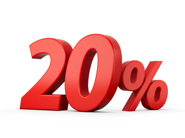 istock 3d Red 20% Twenty Percent Sign on White Background 3d illustration 1437078402