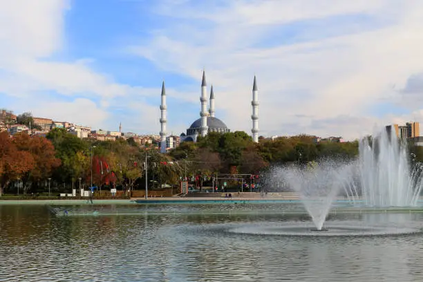 View of Melike Hatun Mosque from Youth Park genclik parkı ankara