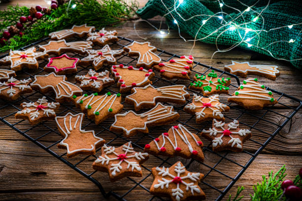 istock Homemade Christmas cookies on rustic wooden table 1437083768