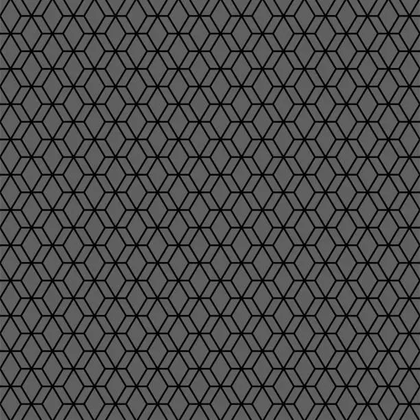 Vector illustration of Vector illustration. The texture of the contour hexagon. Black and white, grey geometric seamless pattern. Mosaic abstract background. Hexagonal repeating geometric polygon texture.