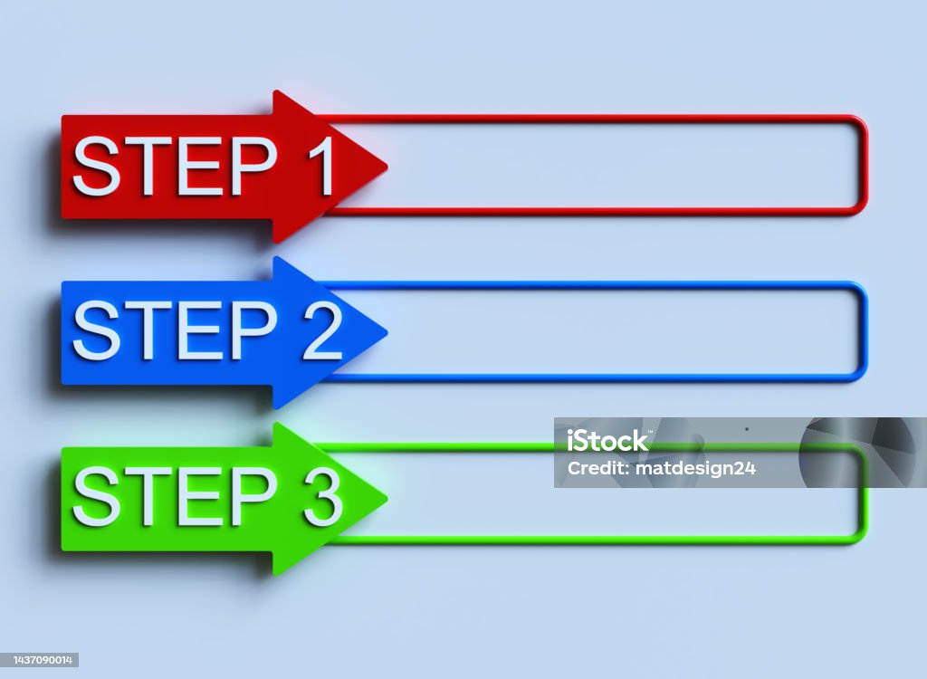 One Two Three Image Step Example One Two Three 3d Progress Steps Stock Photo - Download Image Now ...
