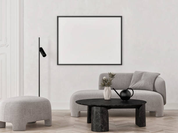 istock Living room interior space with mock up poster. 1437090642