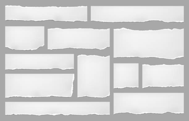 ilustraciones, imágenes clip art, dibujos animados e iconos de stock de hojas de papel blancas rasgadas, restos rasgados de la página de notas - rasgado