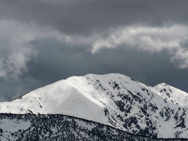 Free Stock Photo of Dark clouds over snowy mountain peaks and valleys ...