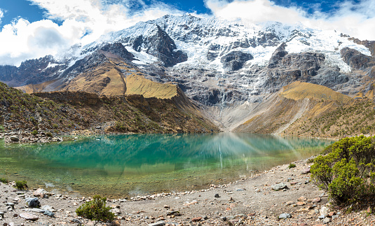 amazing view of humantay lagoon in peruvian andes