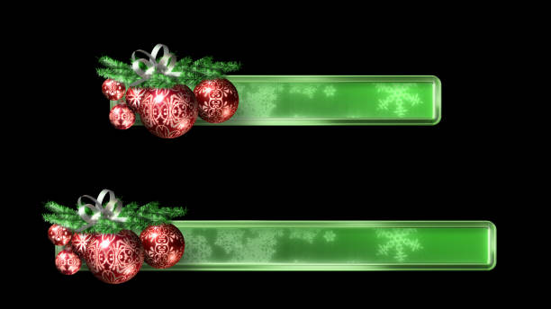 weihnachtsbanner oder untere drittel, isoliert auf schwarz. 3d-illustration. zwei größen - lower third stock-fotos und bilder