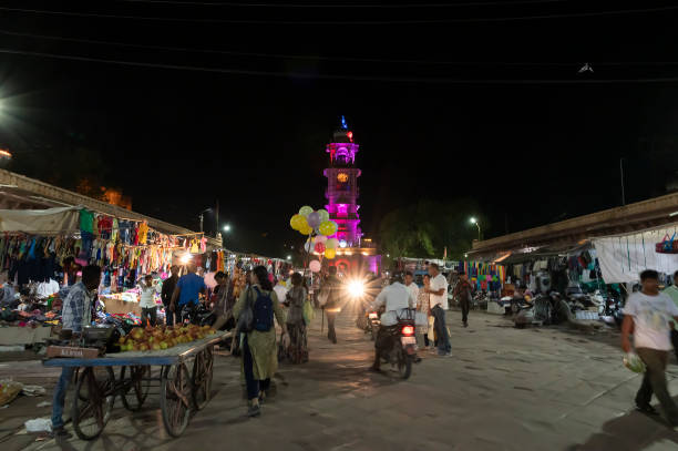 유명한 사르다르 시장과 간타 가르 시계탑의 밤 이미지, 조드푸르, 라자스탄, 인도. - sardar market 뉴스 사진 이미지