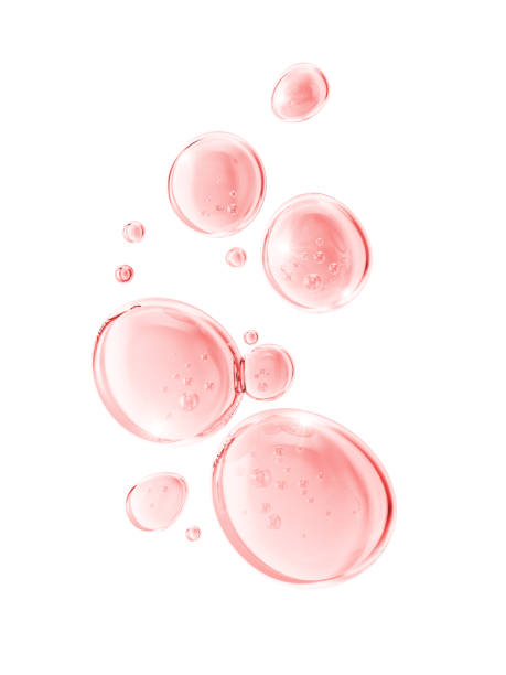 rosa kollagen hautserum, gluta kosmetik vitamin, hautpflege kosmetik lösung hintergrund. 3d-rendering. - serum stock-fotos und bilder