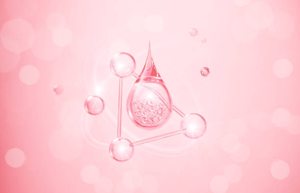 istock Pink collagen serum or essence drop, cosmetic advertising background, 3d rendering. 1437142406