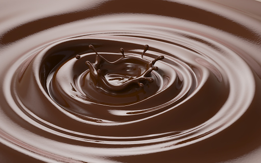 Chocolate swirl, Melted chocolate and Splash background, 3d illustration.