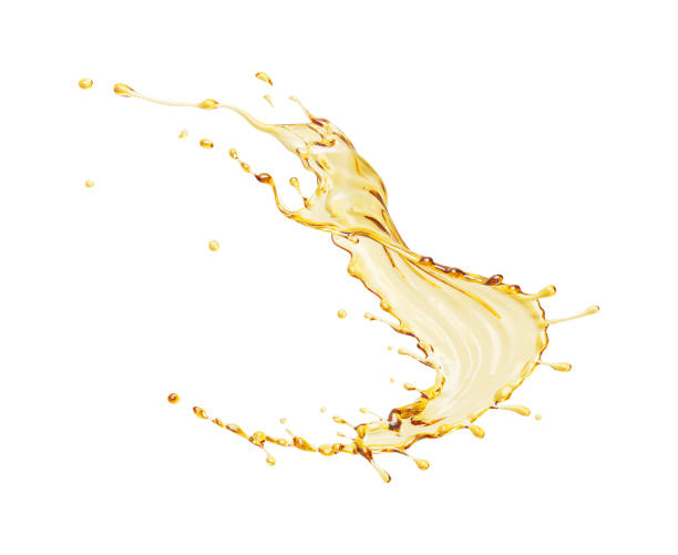 istock Liquid Oil or Cosmetic essence splash isolated on white background, 3d illustration with Clipping path. 1437146387