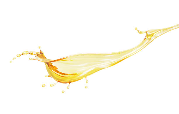 istock Liquid Oil or Cosmetic essence splash isolated on white background, 3d illustration with Clipping path. 1437146388