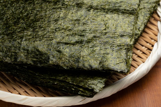 istock Large size grilled seaweed used for dishes such as hand-rolled sushi. 1437148283