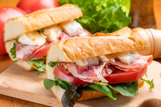 istock Uncured ham and cheese baguette sandwich. 1437149408