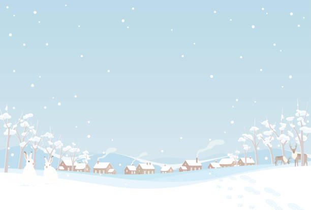 복사 공간이 있는 겨울 배경의 벡터 그림입니다. - snow footprint winter animal track stock illustrations