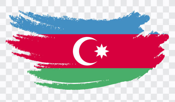 grunge pinselstrich mit aserbaidschan nationalflagge. aquarellmalerei flagge, plakat, banner der nationalflagge. aquarellzeichnung im stil. vektor isoliert auf transparentem hintergrund. - azerbaijan flag stock-grafiken, -clipart, -cartoons und -symbole