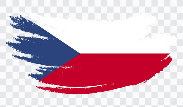 grunge-pinselstrich mit tschechischer nationalflagge. aquarellmalerei flagge, plakat, banner der nationalflagge. aquarellzeichnung im stil. vektor isoliert auf transparentem hintergrund. - tschechische flagge stock-grafiken, -clipart, -cartoons und -symbole