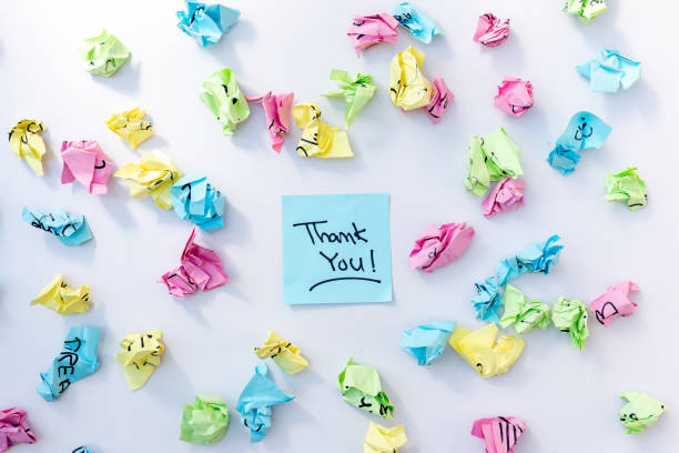 istock Thank you note handwritten with a beautiful background 1437170402