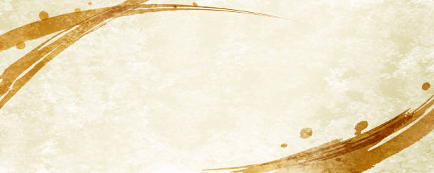 和風の背景にブラシで描かれた金色の線。 - 正月点のイラスト素材／クリップアート素材／マンガ素材／アイコン素材