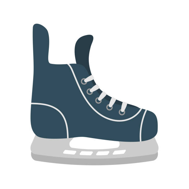 illustrations, cliparts, dessins animés et icônes de patins de hockey d’hiver sur fond blanc - ice hockey action ice skating ice skate