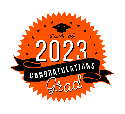 Congratulations grad! Class of 2023. Vector lettering for graduation design, congratulation event, party, high school or college graduate.