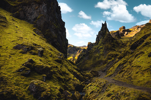 Dramatic Thakgil canyon (South Iceland).