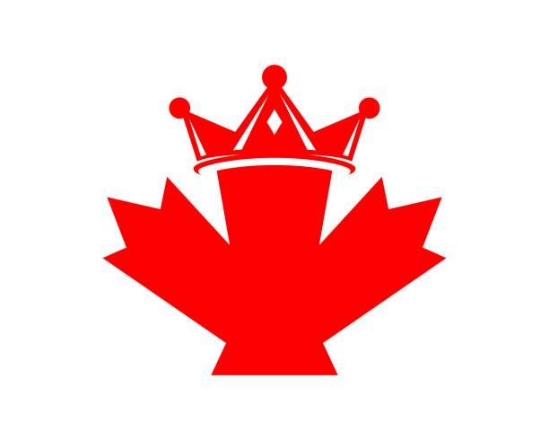 Maple leaf with crown on top Maple leaf with crown on top canadian flag maple leaf computer icon canada stock illustrations