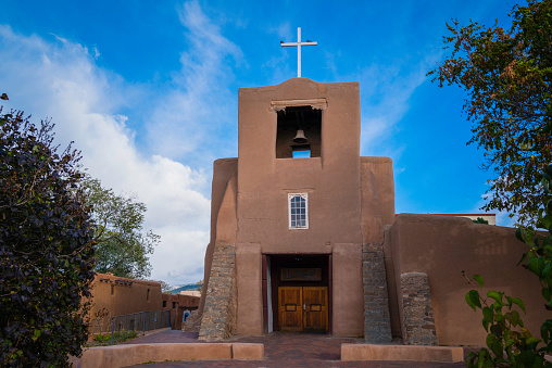 San Miguel Chapel in Santa Fe, New Mexico, built in 1610 in Adobe fortress church style is the oldest church in the United States