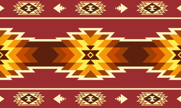 векторный геометрический узор коренных американцев - north american tribal culture stock illustrations