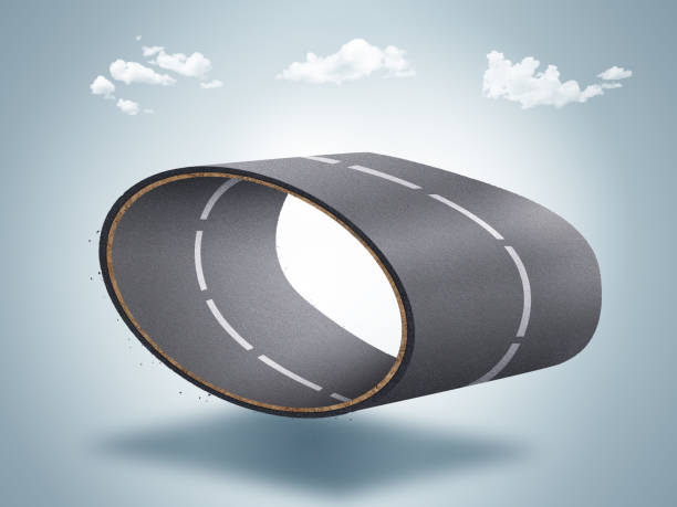 istock 3d illustration of infinity road with clouds or never ending road design advertisement isolated. loop road concept. 1437193937