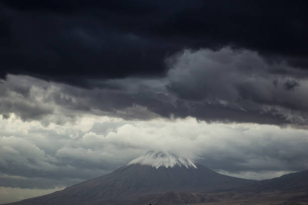 istock Eerie scenery of Biblical Mount Ararat with dark clouds above it 1437197080